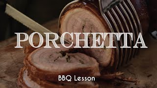 PORCHETTA AL BARBECUE  Larte della porchettatura ricetta completa [upl. by Norahs]