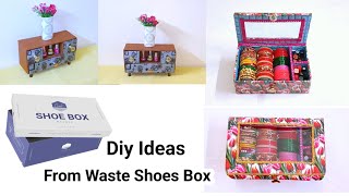 Shoes Box Organizer IdeasRecycled Waste Shoes BoxHow To Reuse Shoe Boxes At HomeShoes Box Craft [upl. by Ardena]