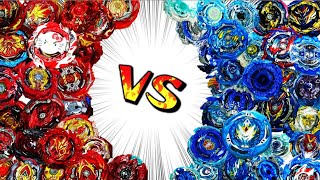 100 RED BEYBLADES vs 100 BLUE BEYBLADES [upl. by Arinay]