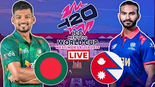 Bangladesh vs Nepal Live T20 Match  ICC T20 World Cup  Ban vs Nap live updet [upl. by Concettina209]