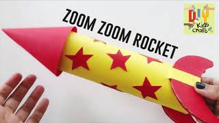 How To Make A Paper Rocket At Home  Zoom Zoom Rocket DIY Kids Craft [upl. by Ylrehc]