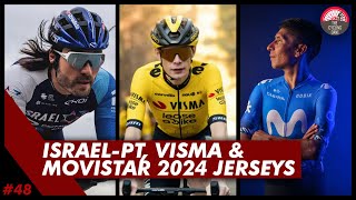 UCI WORLD TOUR 2024 KIT REVIEW  Visma Lease A Bike IsraelPremier Tech and Movistar Team [upl. by Blinny]