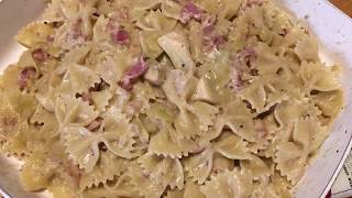 BaconArtichoke Hearts Bow Tie Pasta With Alfredo Sauce [upl. by Eciuqram57]