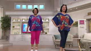 Quacker Factory Chrysanthemum Floral VNeck Caftan Top on QVC [upl. by Dodge]