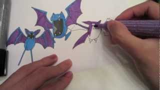 How to draw Pokemon No41 Zubat No42 Golbat No 169 Crobat [upl. by Assiluj]