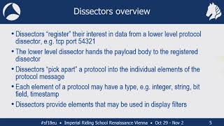 SF18EU  03 Writing a Wireshark Dissector 3 Ways to Eat Bytes Graham Bloice [upl. by Heyra]