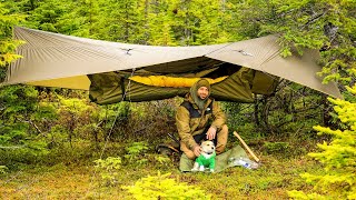 Camping In Rain With Hammock Tent [upl. by Hgierb]