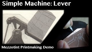 Mezzotint Printmaking demo Simple Machine  Lever print [upl. by Onida510]