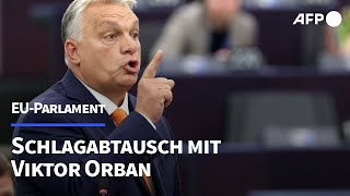 Konfrontation mit Orban im Europaparlament  AFP [upl. by Eatnom]