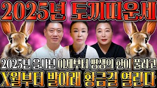 🌟2025년 을사년 대박나는 토끼띠운세🌟 하늘과 조상에서 도와 말년에 대박나는 토끼띠운세 99년생 87년생 75년생 63년생 27세 39세 51세 63세 토끼띠운세 [upl. by Eelano848]