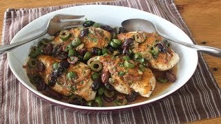 Chicken and Olives Recipe  Chicken Breasts Braised with Olives [upl. by Kaiulani856]