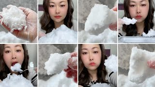 ONLY BITES  FREEZER FROST EATING WHITE ICE EATING  ASMR  SOLO BY RENNAYA [upl. by Seleta792]