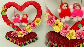 Fancy WOW  DIY Showpiece Making at Home  Handmade Things  Craft Idea 2018  Heart Showpiece [upl. by Ativoj130]