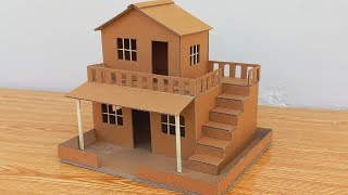 Making a House With Cardboard For School project How To Make Cardboard Modal House [upl. by Lisandra89]