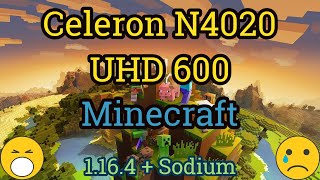 Celeron N4020  UHD 600  MINECRAFT Sodium [upl. by Retnyw]