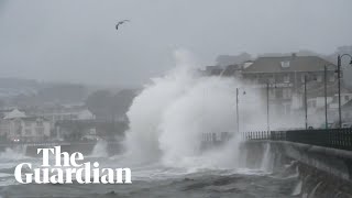 Storm Callum high tide batters promenade in Penzance [upl. by Sudhir]