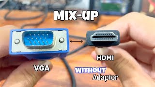 Mixup VGA cable with HDMi  VGA connects to HDMI without adaptor [upl. by Raskin]