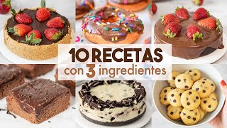 10 POSTRES con 3 Ingredientes SIN HORNO 🍫  Recetas Fáciles y Rápidas [upl. by Bathsheba631]