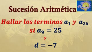 SUCESIONES ARITMÉTICAS Cálculo del valor de un término conociendo d y un termino Juliana la Profe [upl. by Pfister]