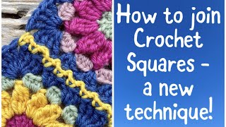 Crochet Granny Squares Joining  a different technique [upl. by Bilbe]