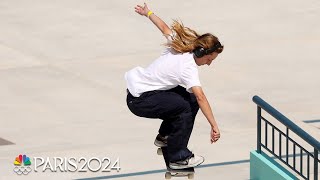 Poe Pinson delivers STELLAR street skateboarding performance  Paris Olympics  NBC Sports [upl. by Ahsian]