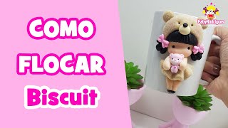 Aprenda a fazer Caneca com BISCUIT FLOCADO [upl. by Arinay964]