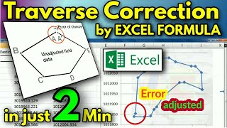 Traverse Correction in EXCEL Transit RuleBowditch Rule Closed Traverse [upl. by Portuna472]