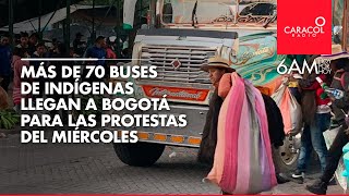 Más de 70 buses de indígenas llegan a Bogotá para las protestas del miércoles [upl. by Paugh550]