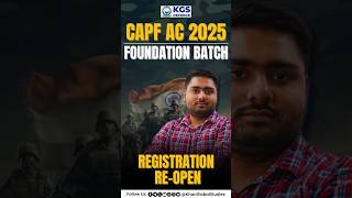 CAPF AC 2025 Foundation Batch Registration REOPEN🤩📣 capfac capfac2025 foundationbatch defence [upl. by Bidget]