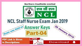 NCL Staff Nurse Exam 2019 Question Paper Answer KeysPart4NCL Answer Keys 2019PRNCFET [upl. by Clemmie]