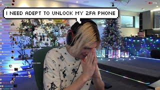 xQc Needs Adept to Unlock his Phone with 2FA [upl. by Galatea43]