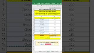 How to find Sum If function in Excel With example youtubeshort excel excelfunction [upl. by Geerts]