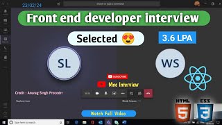 Fresher  Front end developer interview 2024  web developer interview  Reactjs developer interview [upl. by Eimat]