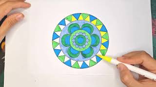 Coloring Mandala with Linh  Easy Mandala 07 [upl. by Dub833]