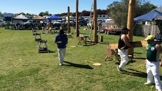 Woodchopping Final 375mm Single Handed Sawing Handicap Longford Show 191024 [upl. by Amhser]