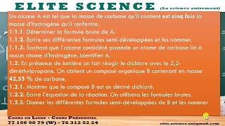 1ESCHIMIE Correction exercice de synthèse sur les alcanes formule brute chloration dun alcane [upl. by Anual]