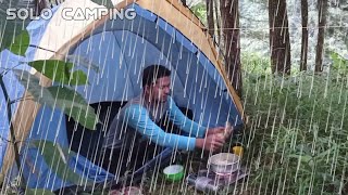 solo camping heavy rain and storms sleeping in a very comfortable and relaxing tent [upl. by Macfarlane]