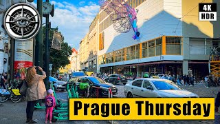 Prague Walking Tour of the city centre at sunset 🇨🇿 Czech Republic 4k HDR ASMR [upl. by Leda]