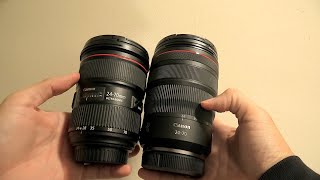 Canon RF 2470 f28 L IS vs Canon EF 2470 f28 II  R5 with sample videos [upl. by Myriam]