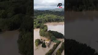 ITALY Drone reveals widespread flooding after heavy rain in Tuscany flood flooding floods [upl. by Mure]