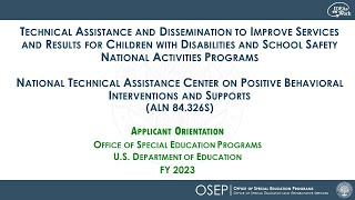 84326S Competition Webinar National TA Center on Positive Behavioral Interventions and Supports [upl. by Saks]