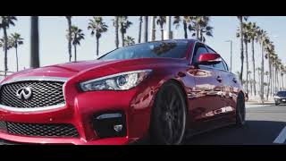 Bagged Infiniti Q50 Red Sport  Ambit FC20 20x9 20x105 [upl. by Oibesue]