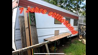 46 Jahre alten Wohnwagen umsetzten 😨nach 7 Jahren Negative Komentare camping diy vlog [upl. by Miksen]