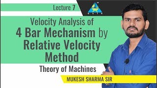 Velocity Analysis of 4 Bar Mechanism by Relative Velocity Method  Lecture 7  Theory of Machines [upl. by Lyrahs735]