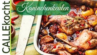 Kaninchenkeulen schmoren und in KnoblauchSahnesoße zubereiten Rezept [upl. by Petit]