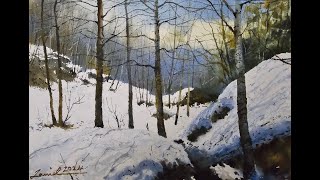 Watercolor painting tutorial  Snowy Scene [upl. by Burnie289]