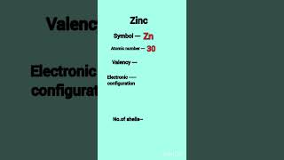 Zinc valency electronic configuration valence electrons shorts chemistry [upl. by Truelove670]