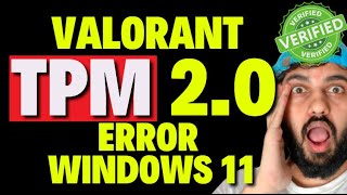 Valorant TPM 20 Error Windows 11 [upl. by Llehsram203]