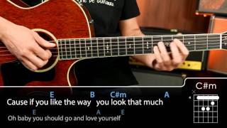 Love Yourself Chords tutorial guitarra guitar [upl. by Yetnruoc]