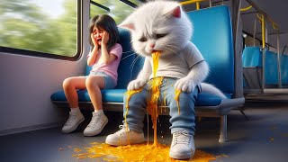 Poor Cute Cat Vomits Because of Food Poisoning🐱🍲 🙀🤢🤮 cutecat cat aicat [upl. by Annairol90]